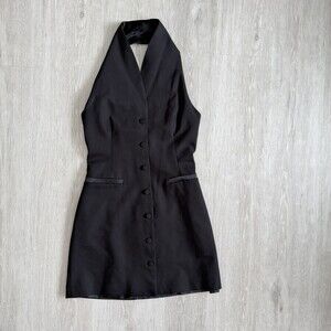 Zara Dress Halter Tuxedo Mini Dress Halter Button-Up Backless Vest Dress Size S